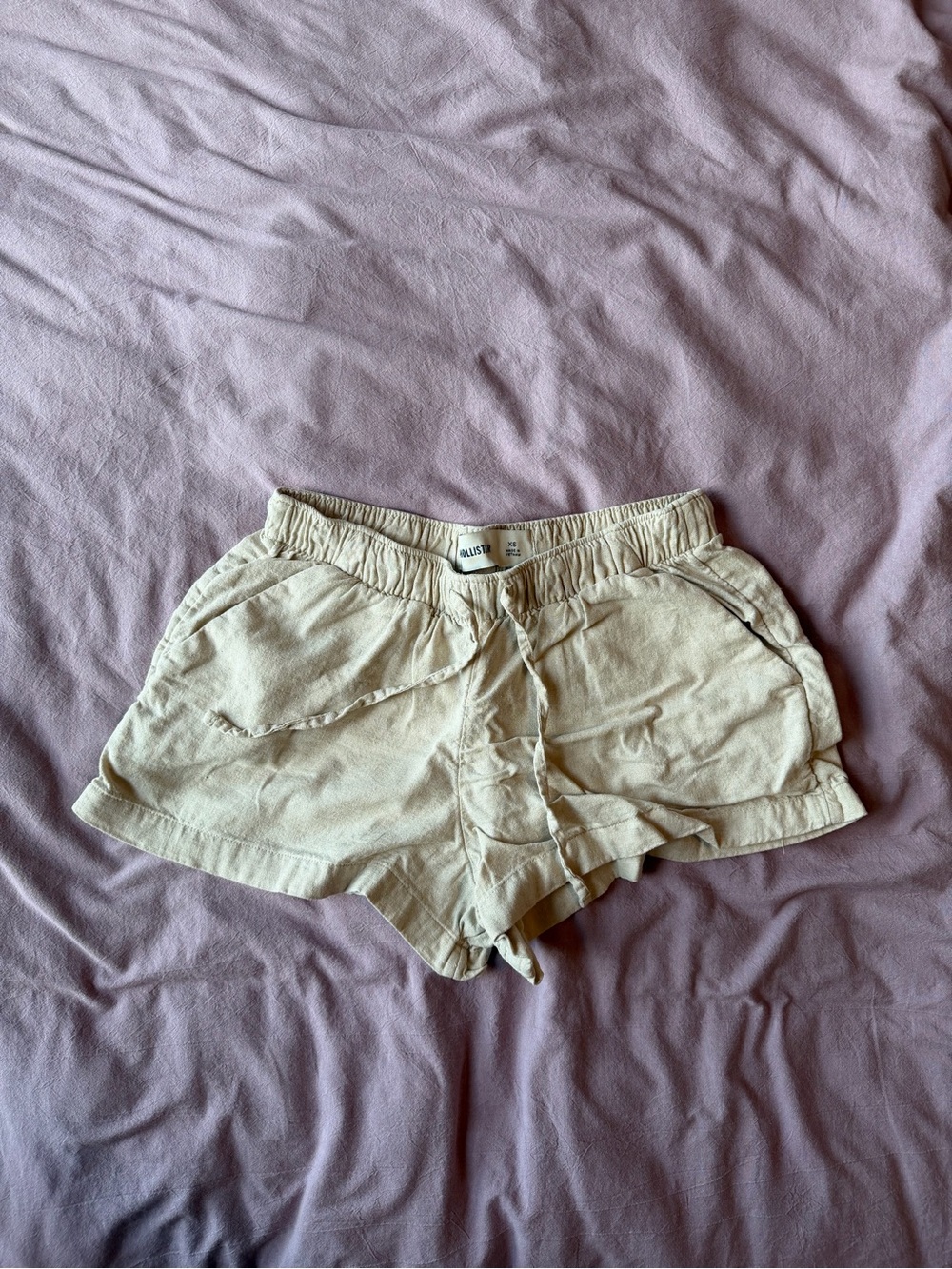 Hollister Cream / Oatmeal Drawstring Linen Shorts